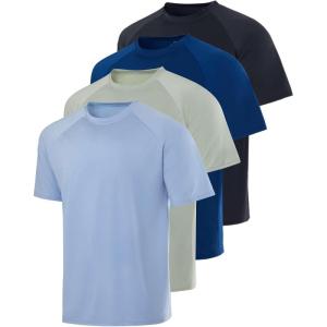 imageReal Essentials 4 Pack Mens Short Sleeve Rash Guard Shirt Quick Dry UPF 50 Sun Protection Swim Available in Big ampamp TallSet 5