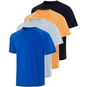 imageReal Essentials 4 Pack Mens Short Sleeve Rash Guard Shirt Quick Dry UPF 50 Sun Protection Swim Available in Big ampamp TallSet 6