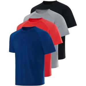 imageReal Essentials 4 Pack Mens Short Sleeve Rash Guard Shirt Quick Dry UPF 50 Sun Protection Swim Available in Big ampamp TallSet 7