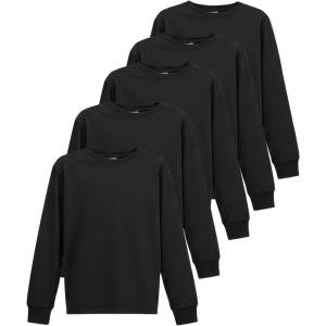 imageReal Essentials 5 Pack Boys Cotton Jersey Long Sleeve TShirt Uniform Kids Crew Neck Tee TopSet 1