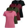 imageReal Essentials 4 Pack Womens Cotton Short Sleeve TShirt  Casual Scoop Crew Neck Tops Tee Available in Plus SizeSet 2