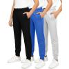 imageReal Essentials 3 Pack Boys Mesh Jogger Sweatpants  Youth Kids Baseball Football Athletic Pants with PocketsSet 4
