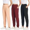 imageReal Essentials 3 Pack Womens Ribbed Lounge Jogger Casual Pants Cuffed Sweatpants with Pockets Available in PlusSet 1