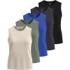 imageReal Essentials 5 Pack Womens DryFit Tank Top  Racerback Sleeveless TShirt Athletic Workout Gym Shirt Plus AvailableSet 5