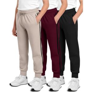 imageReal Essentials 3 Pack Boys Cotton Fleece Jogger Sweatpants  Active Athletic Youth Pants for Teens with PocketsSet I