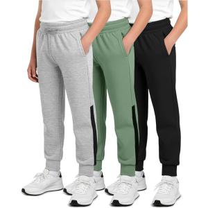 imageReal Essentials 3 Pack Boys Cotton Fleece Jogger Sweatpants  Active Athletic Youth Pants for Teens with PocketsSet J