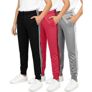 imageReal Essentials 3 Pack Boys Mesh Jogger Sweatpants  Youth Kids Baseball Football Athletic Pants with PocketsSet 10