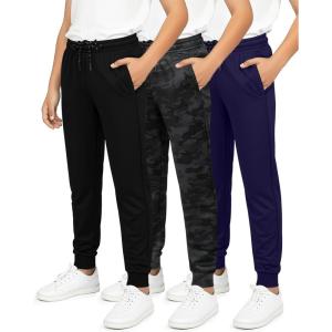 imageReal Essentials 3 Pack Boys Mesh Jogger Sweatpants  Youth Kids Baseball Football Athletic Pants with PocketsSet 3