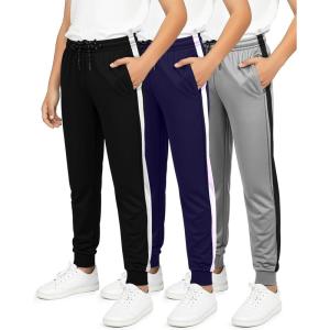 imageReal Essentials 3 Pack Boys Mesh Jogger Sweatpants  Youth Kids Baseball Football Athletic Pants with PocketsSet 7