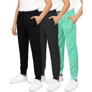 imageReal Essentials 3 Pack Boys Mesh Jogger Sweatpants  Youth Kids Baseball Football Athletic Pants with PocketsSet 8