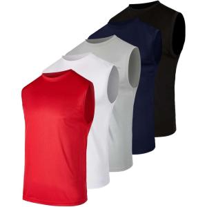 imageReal Essentials 5 Pack Mens Mesh Active Athletic Tech Tank Top  Workout ampamp Training Activewear Available in Big ampamp TallSet 5