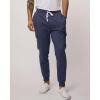 image3 Pack Mens Cotton Fleece Cargo Jogger Sweatpants with PocketsSet 2