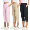 imageReal Essentials 3 Pack Womens Ribbed Capri Jogger Lounge Sweatpants with Pockets Yoga Workout Available in Plus SizeSet 8