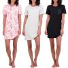 imageReal Essentials 3 Pack Womens Short Sleeve Nightgown Dress  Nightshirt Pajama Sleep Shirt Sleepwear Available In PlusSet C