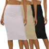 imageReal Essentials 3 Pack Womens Soft Midi Skirt  High Waisted Pencil Work Office Business Casual Skirts with Back Slit PlusSet 5