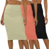 imageReal Essentials 3 Pack Womens Soft Midi Skirt  High Waisted Pencil Work Office Business Casual Skirts with Back Slit PlusSet 6