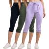 imageReal Essentials 3Pack Womens Ultra Soft Lounge Capri Joggers Sweatpants Athletic Yoga with PocketsAvailable in Plus SizeSet 3