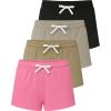 imageReal Essentials 4 Pack Girls French Terry Lounge Shorts  Ultra Soft PullOn Gym Camp Sports ampamp Everyday ShortsSet 8