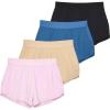 imageReal Essentials 4 Pack Womens 3quot DryFit Dolphin Running Shorts with PocketsAthletic Gym Workout Basketball Sports ShortsSet 1