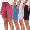 imageReal Essentials 4 Pack Womens 7quot Bermuda Long Casual Yoga SuperSoft Loose Comfy Shorts with Pockets Available in PlusSet 2