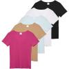 imageReal Essentials 5 Pack Womens Ribbed VNeck TShirt Short Sleeve Tee Shirt Soft Casual Lounge Everyday Top Ladies TeensSet 8