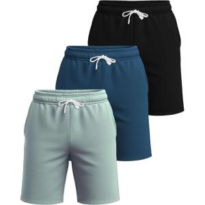 imageReal Essentials 3 Pack Mens Cotton 7quot French Terry Lounge SweatShorts  Gym Casual Shorts Pockets Big ampamp Tall AvailableSet 6