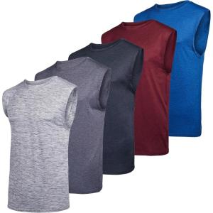 imageReal Essentials 3 ampamp 5 PackMens Dry Fit Workout Running Tank Top Gym Sleeveless Muscle Athletic Shirt Big ampamp Tall AvailableRegular Size  Set C