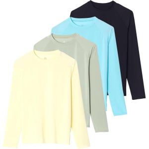 imageReal Essentials 4 Pack Womens Rash Guard Sun Shirts  Long Sleeve UPF 50 Quick Dry UV Protection Tops PlusLong Sleeve Set 2