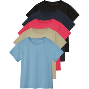 imageReal Essentials 5 Pack Womens 100 Cotton Relaxed Fit Short Sleeve TShirts Fashion Trendy Tees Available in Plus SizeSet 5
