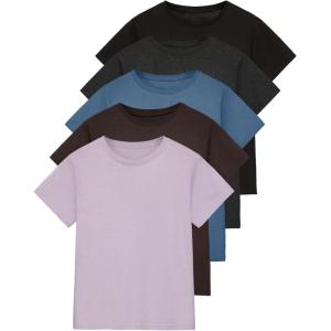 imageReal Essentials 5 Pack Womens 100 Cotton Relaxed Fit Short Sleeve TShirts Fashion Trendy Tees Available in Plus SizeSet 7