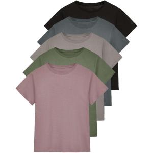 imageReal Essentials 5 Pack Womens 100 Cotton Relaxed Fit Short Sleeve TShirts Fashion Trendy Tees Available in Plus SizeSet 8