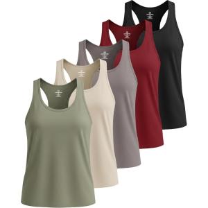 imageReal Essentials 5 Pack Womens Dry Fit Tank Top  Racerback Sleeveless Workout Athletic Gym Shirt Available in PlusSet 6