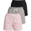imageReal Essentials 3 Pack Womens Cotton Fleece Lounge Pajama Sleep Shorts with Pockets and Drawstring Available in Plus SizeSet 2