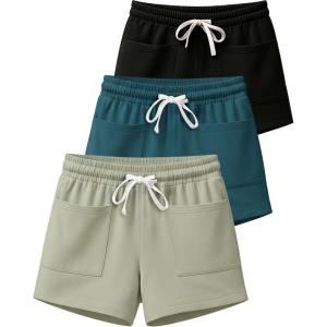 imageReal Essentials 3 Pack Womens French Terry Square Pocket Shorts Lounge Casual Shorts with Pockets Available in PlusSet 4