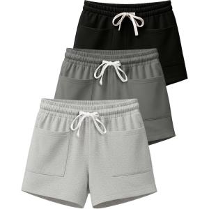 imageReal Essentials 3 Pack Womens French Terry Square Pocket Shorts Lounge Casual Shorts with Pockets Available in PlusSet 6