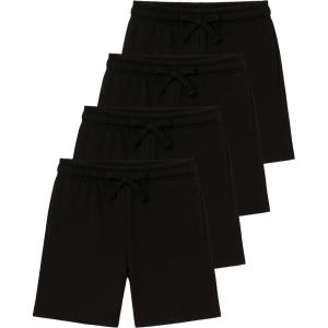 imageReal Essentials 4 Pack Boys Fleece Lounge Shorts  Soft PullOn Gym School Sleep ampamp Active Sports Shorts for KidsSet 7