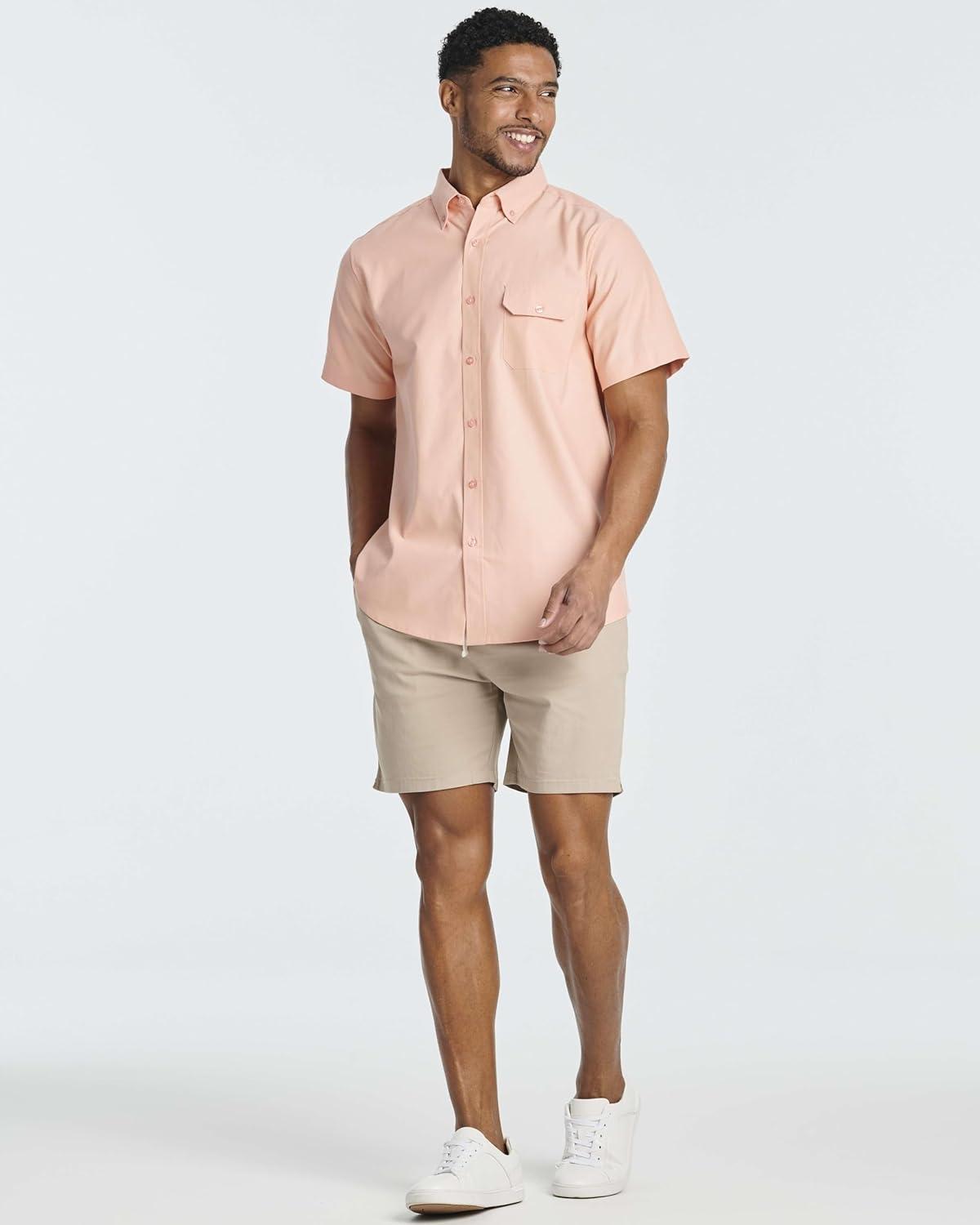 imageReal Essentials 3 Pack Mens 7quot Cotton Chino Golf Walking Shorts Elastic Waist Drawstring Back Pockets Casual Lounge HybridSet 4