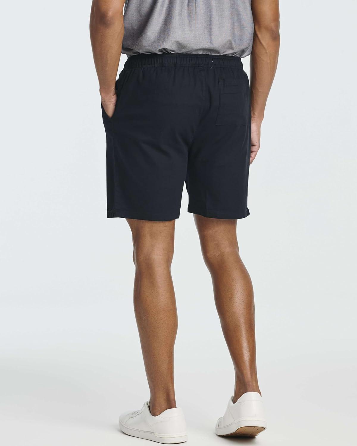 imageReal Essentials 3 Pack Mens 7quot Cotton Chino Golf Walking Shorts Elastic Waist Drawstring Back Pockets Casual Lounge HybridSet 6