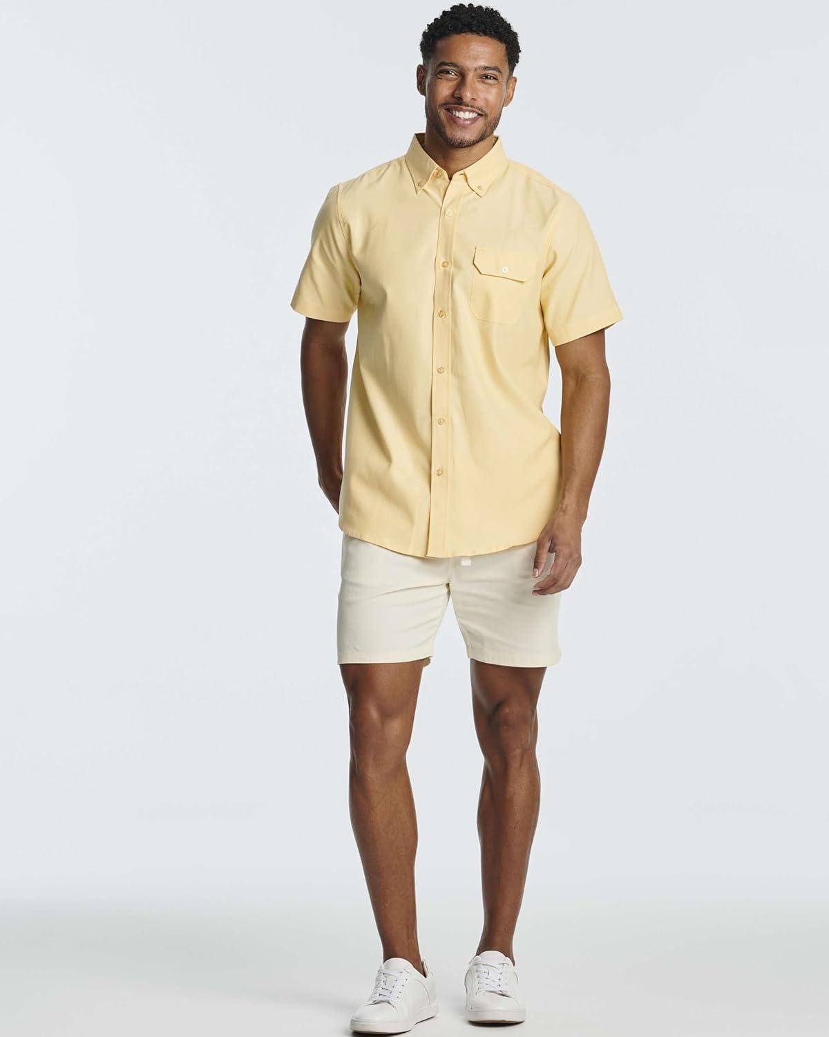 imageReal Essentials 3 Pack Mens 7quot Cotton Chino Golf Walking Shorts Elastic Waist Drawstring Back Pockets Casual Lounge HybridSet 6