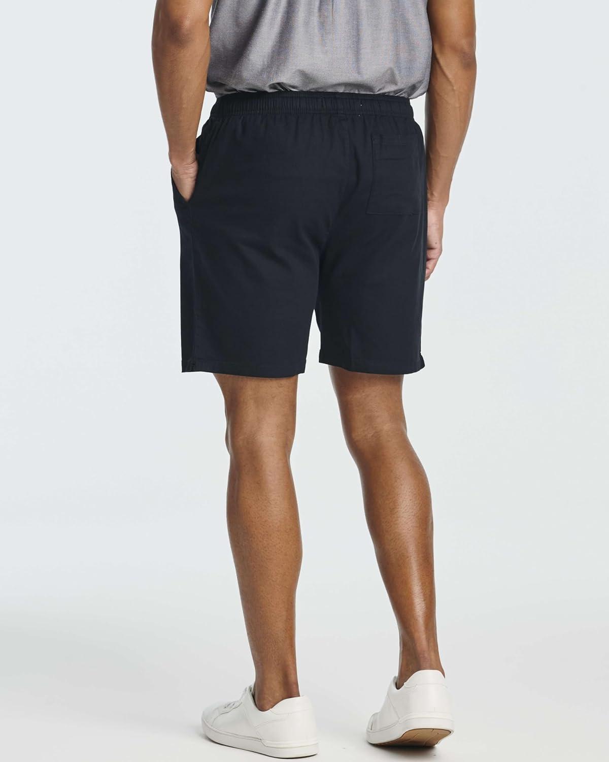 imageReal Essentials 3 Pack Mens 7quot Cotton Chino Golf Walking Shorts Elastic Waist Drawstring Back Pockets Casual Lounge HybridSet 7