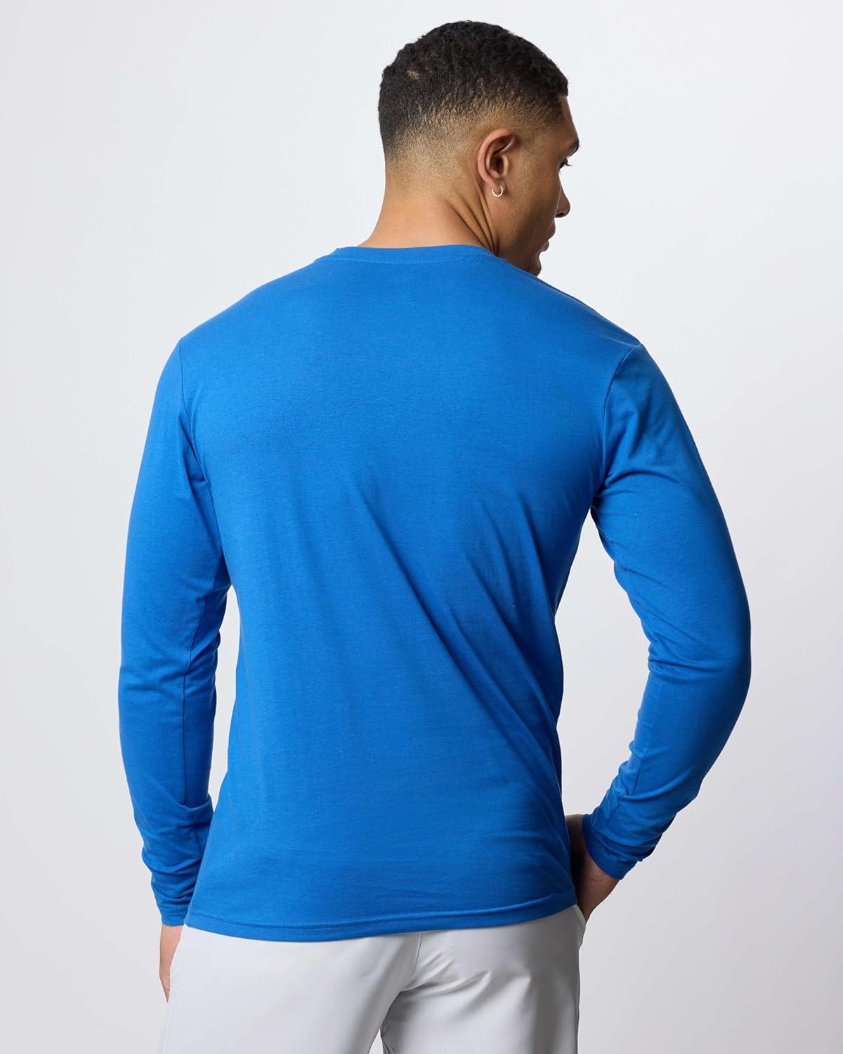 imageReal Essentials 3 Pack Mens Cotton Performance Long Sleeve Crew Neck Pocket TShirt Athletic Top Available in Big ampamp TallSet 8