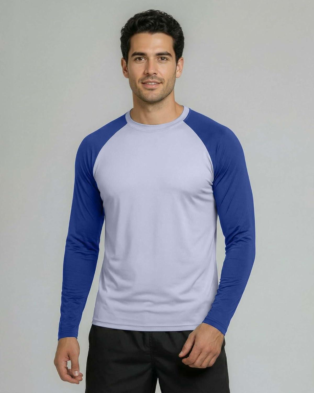 imageReal Essentials 4 Pack Mens Long Sleeve Rash Guard Shirt UPF 50 Swim Beach UV Sun Protection Fishing Quick Dry Big ampamp TallSet 1