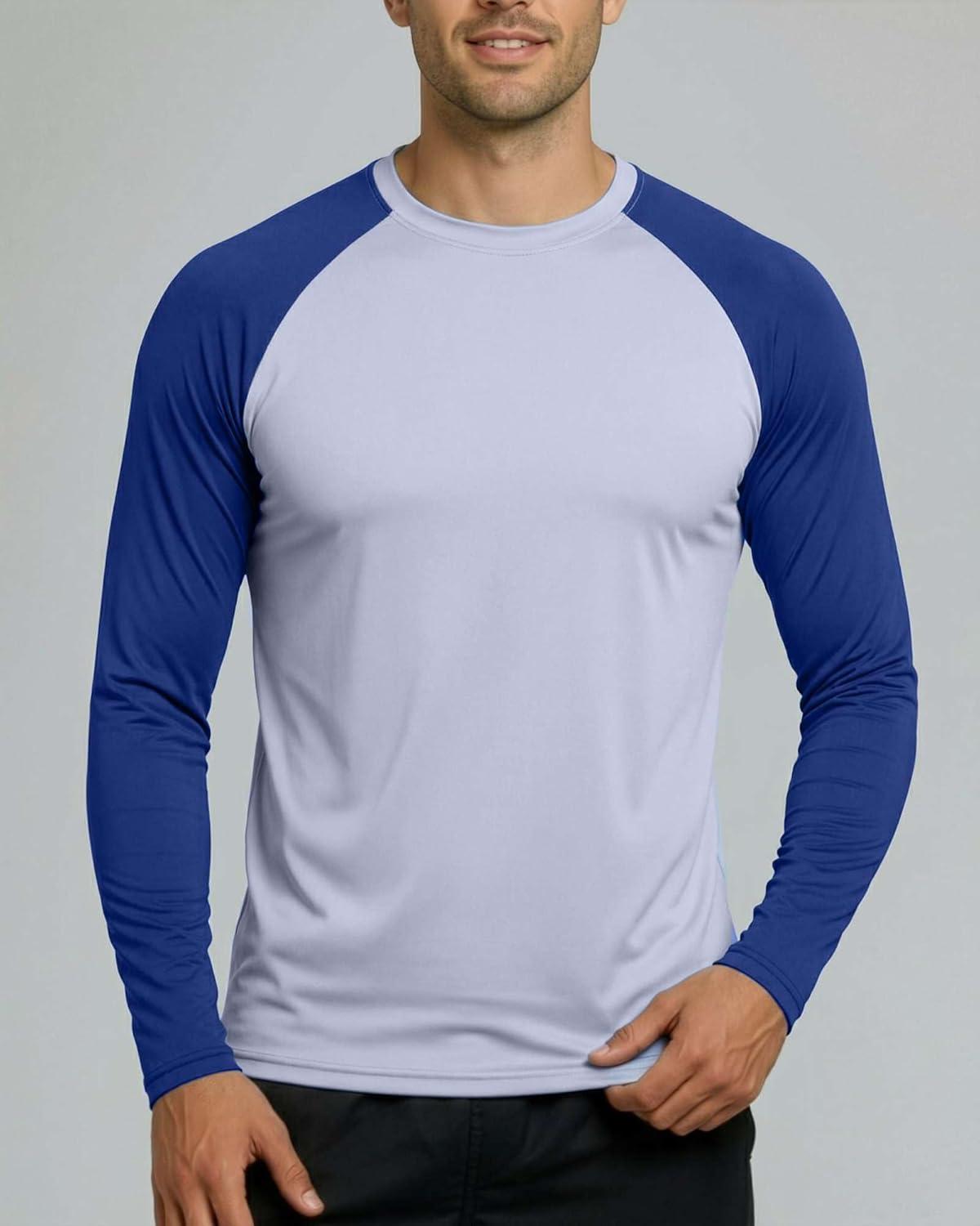 imageReal Essentials 4 Pack Mens Long Sleeve Rash Guard Shirt UPF 50 Swim Beach UV Sun Protection Fishing Quick Dry Big ampamp TallSet 1