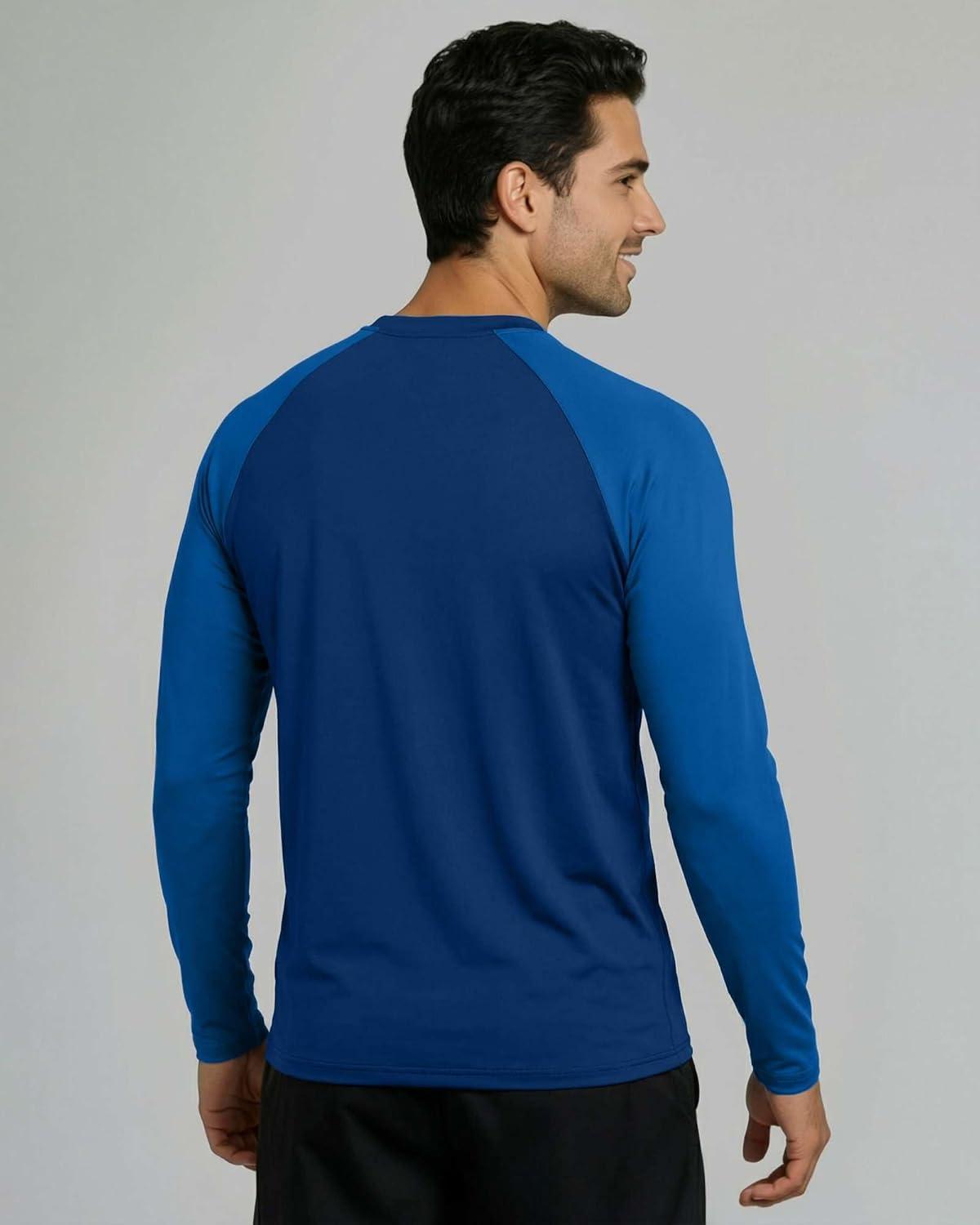 imageReal Essentials 4 Pack Mens Long Sleeve Rash Guard Shirt UPF 50 Swim Beach UV Sun Protection Fishing Quick Dry Big ampamp TallSet 1