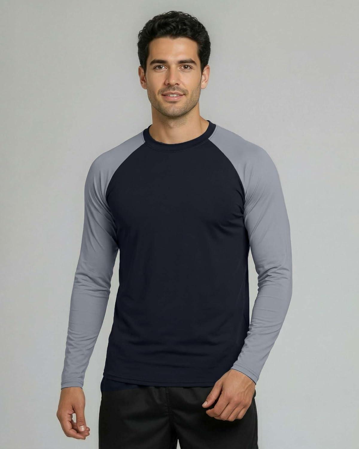 imageReal Essentials 4 Pack Mens Long Sleeve Rash Guard Shirt UPF 50 Swim Beach UV Sun Protection Fishing Quick Dry Big ampamp TallSet 2