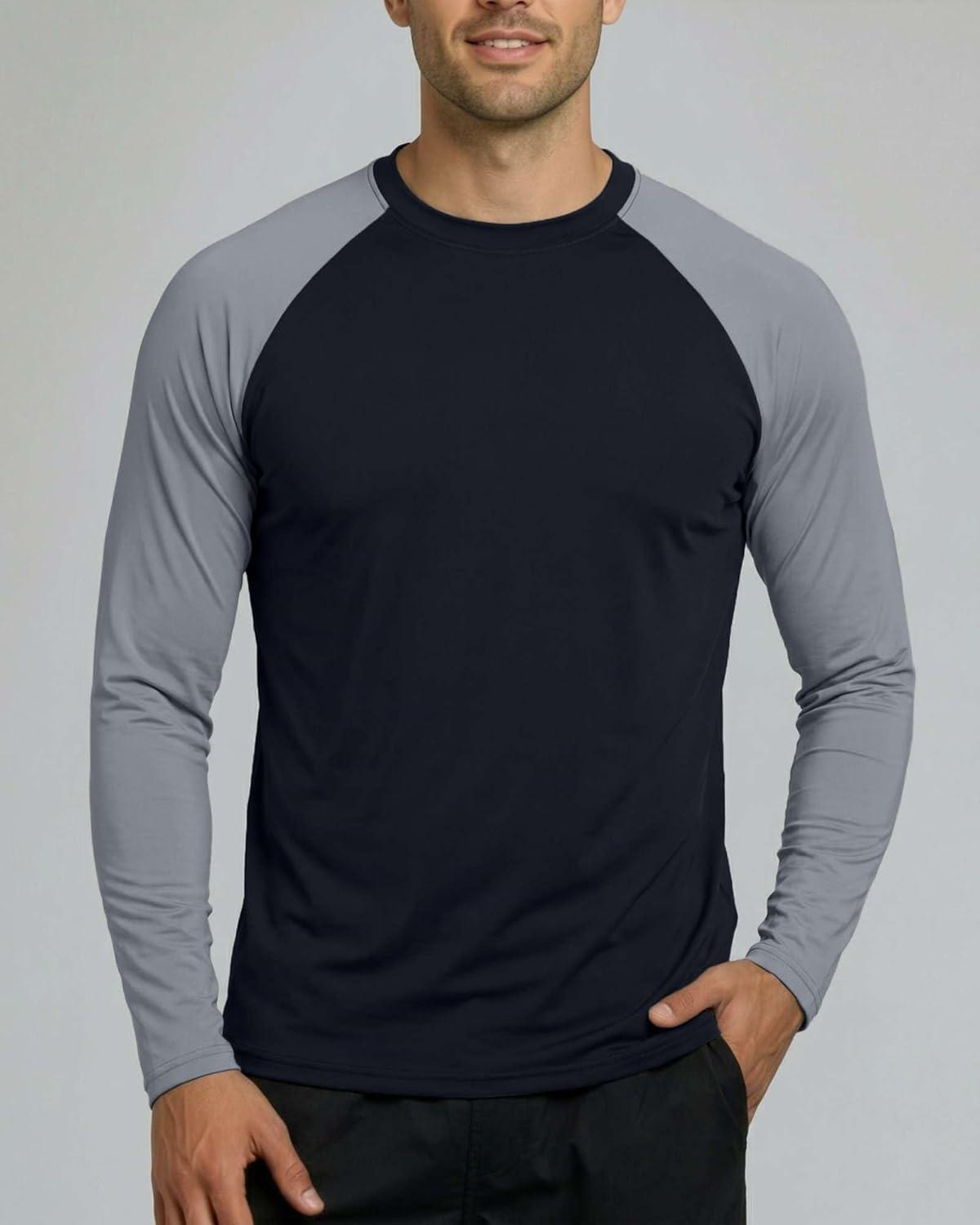 imageReal Essentials 4 Pack Mens Long Sleeve Rash Guard Shirt UPF 50 Swim Beach UV Sun Protection Fishing Quick Dry Big ampamp TallSet 2