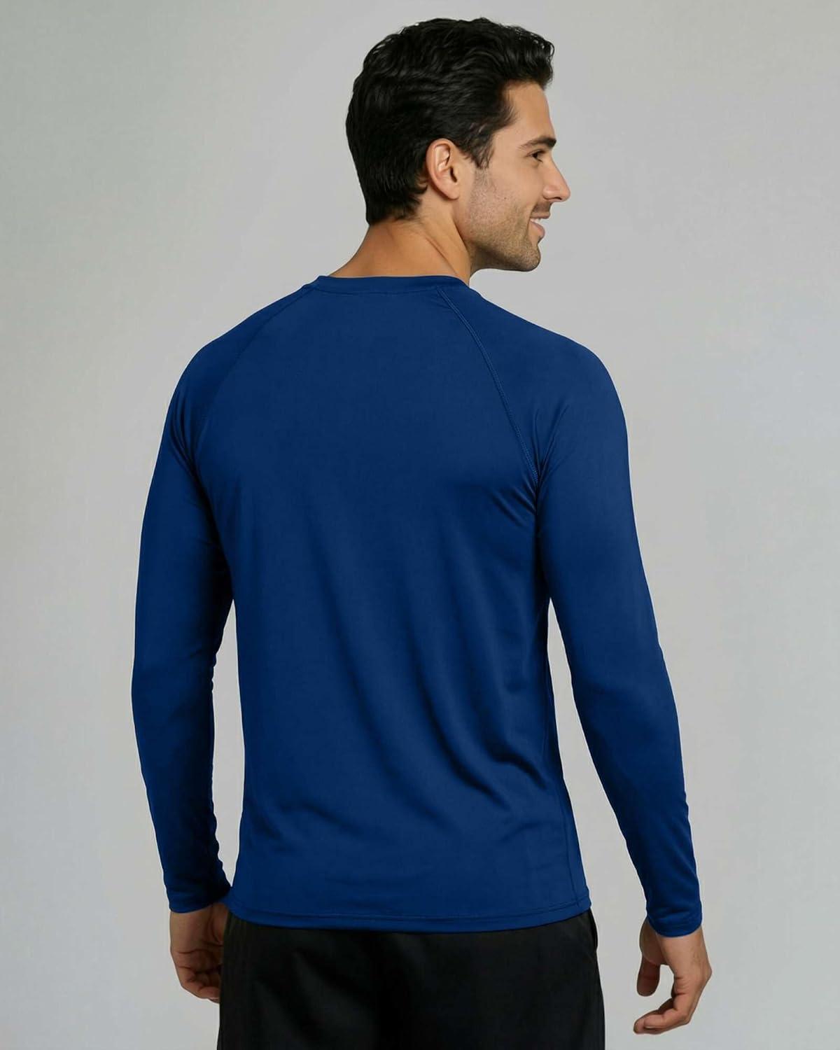 imageReal Essentials 4 Pack Mens Long Sleeve Rash Guard Shirt UPF 50 Swim Beach UV Sun Protection Fishing Quick Dry Big ampamp TallSet 2