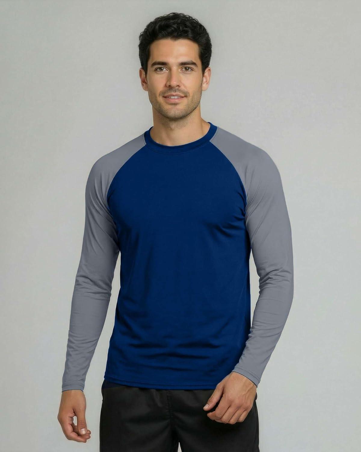 imageReal Essentials 4 Pack Mens Long Sleeve Rash Guard Shirt UPF 50 Swim Beach UV Sun Protection Fishing Quick Dry Big ampamp TallSet 3