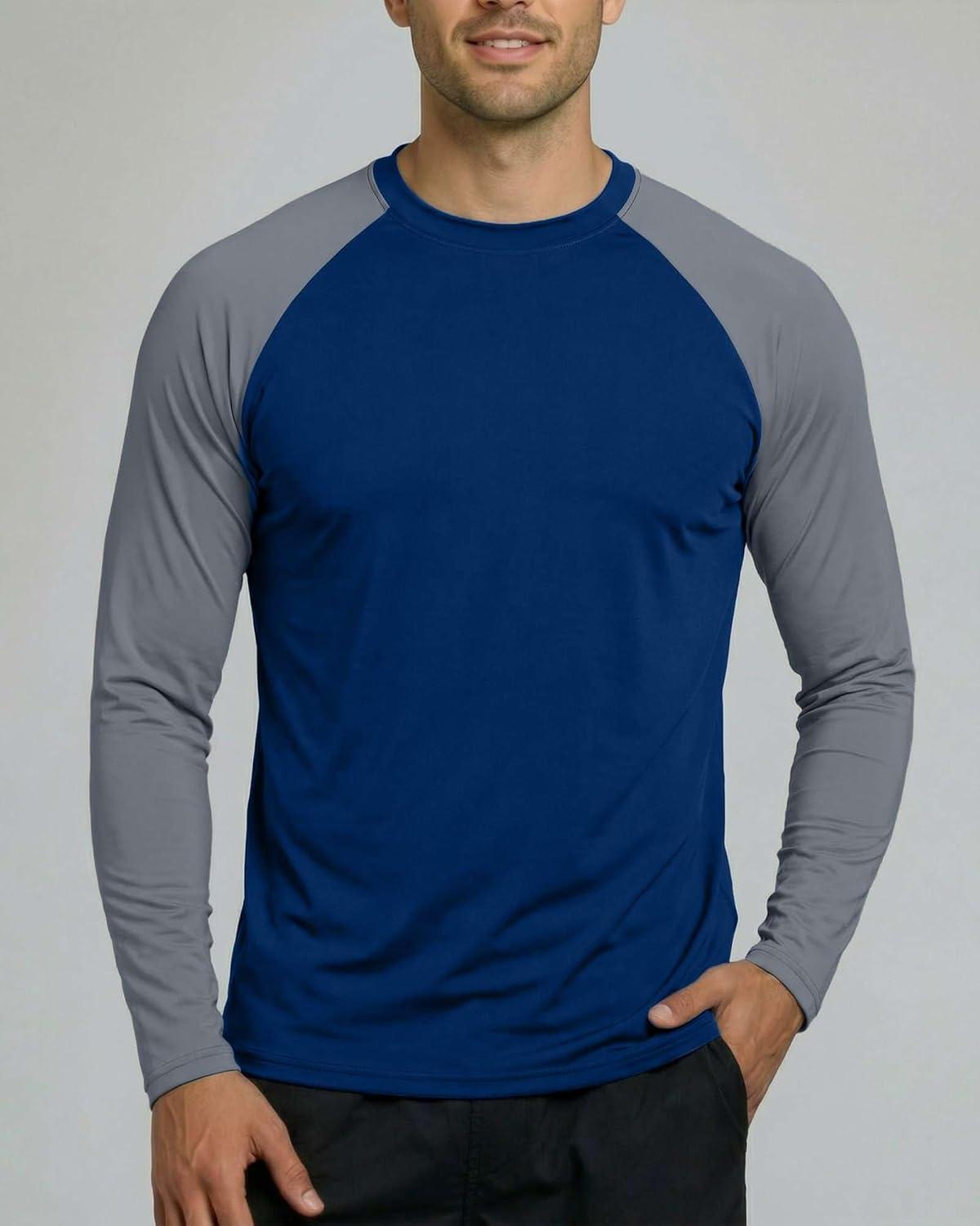 imageReal Essentials 4 Pack Mens Long Sleeve Rash Guard Shirt UPF 50 Swim Beach UV Sun Protection Fishing Quick Dry Big ampamp TallSet 3