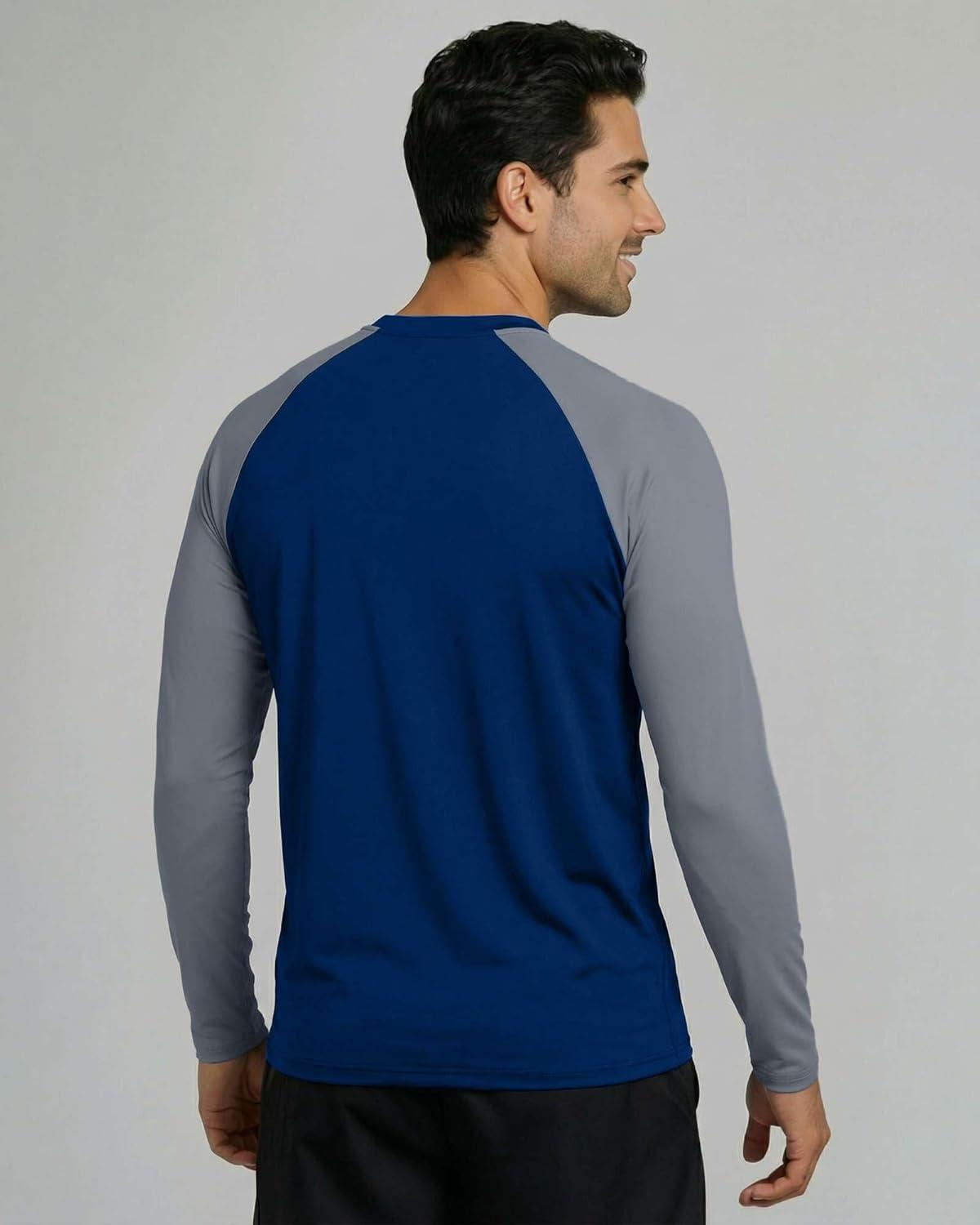 imageReal Essentials 4 Pack Mens Long Sleeve Rash Guard Shirt UPF 50 Swim Beach UV Sun Protection Fishing Quick Dry Big ampamp TallSet 3